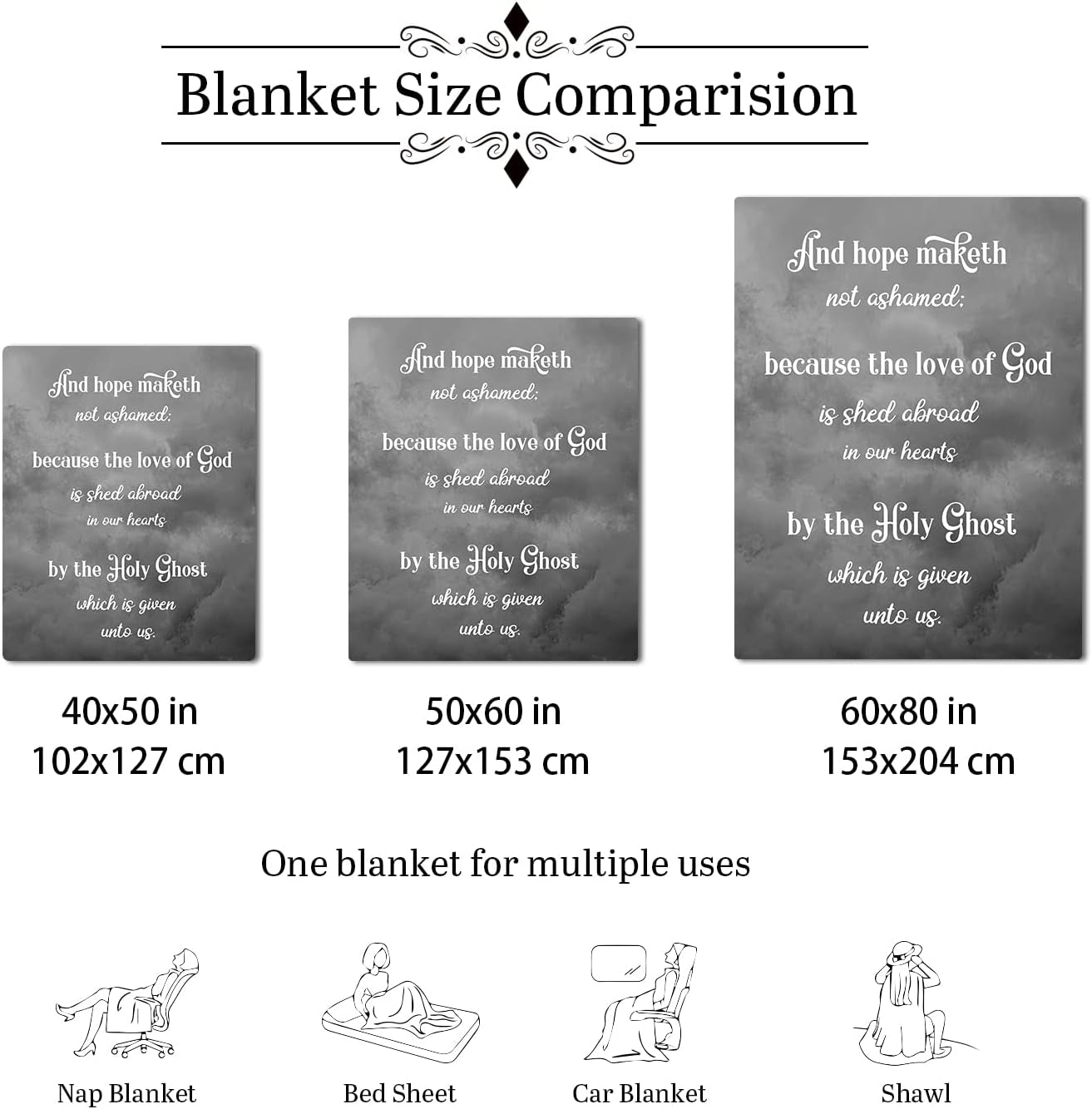 Inspirational Blanket with Bible Verse Christian Gifts for Women Healing and Prayers Scripture Blanket Gray Religious Soft Fluffy Flannel Blankets 60X80 Inch