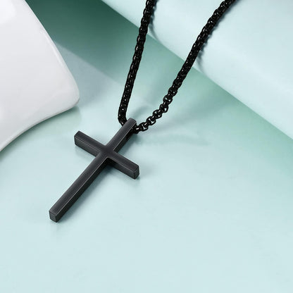 Cross Necklace for Men, Philippians 4:13 Christian Cross Stainless Steel Necklaces for Men