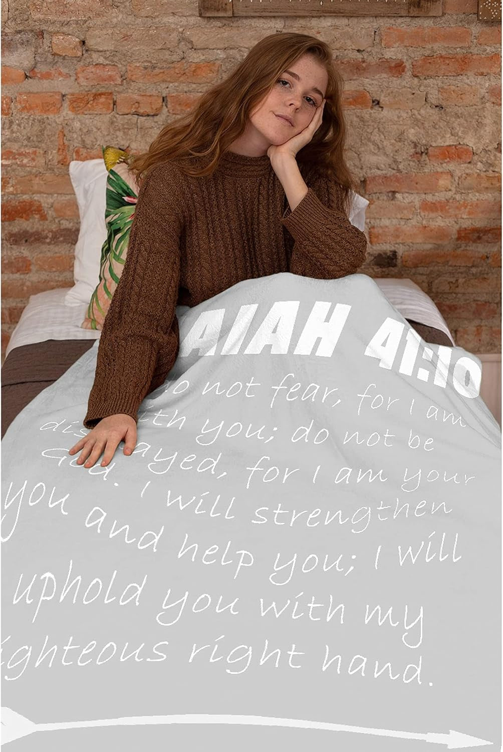 Isaiah 41:10 Christian Bible Verse Blanket Throw, Flannel Fleece Microfiber Lightweight Soft Cozy Luxury for All Season in Home Bed Sofa Chairs Dorm 50X40 Blanket for Kids