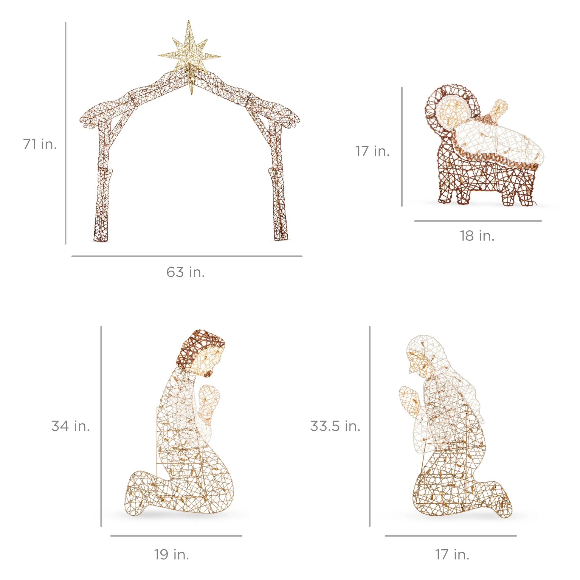 6Ft Lighted Outdoor Nativity Scene, Yard Decoration W/ 190 LED Lights, Stakes, Zip Ties