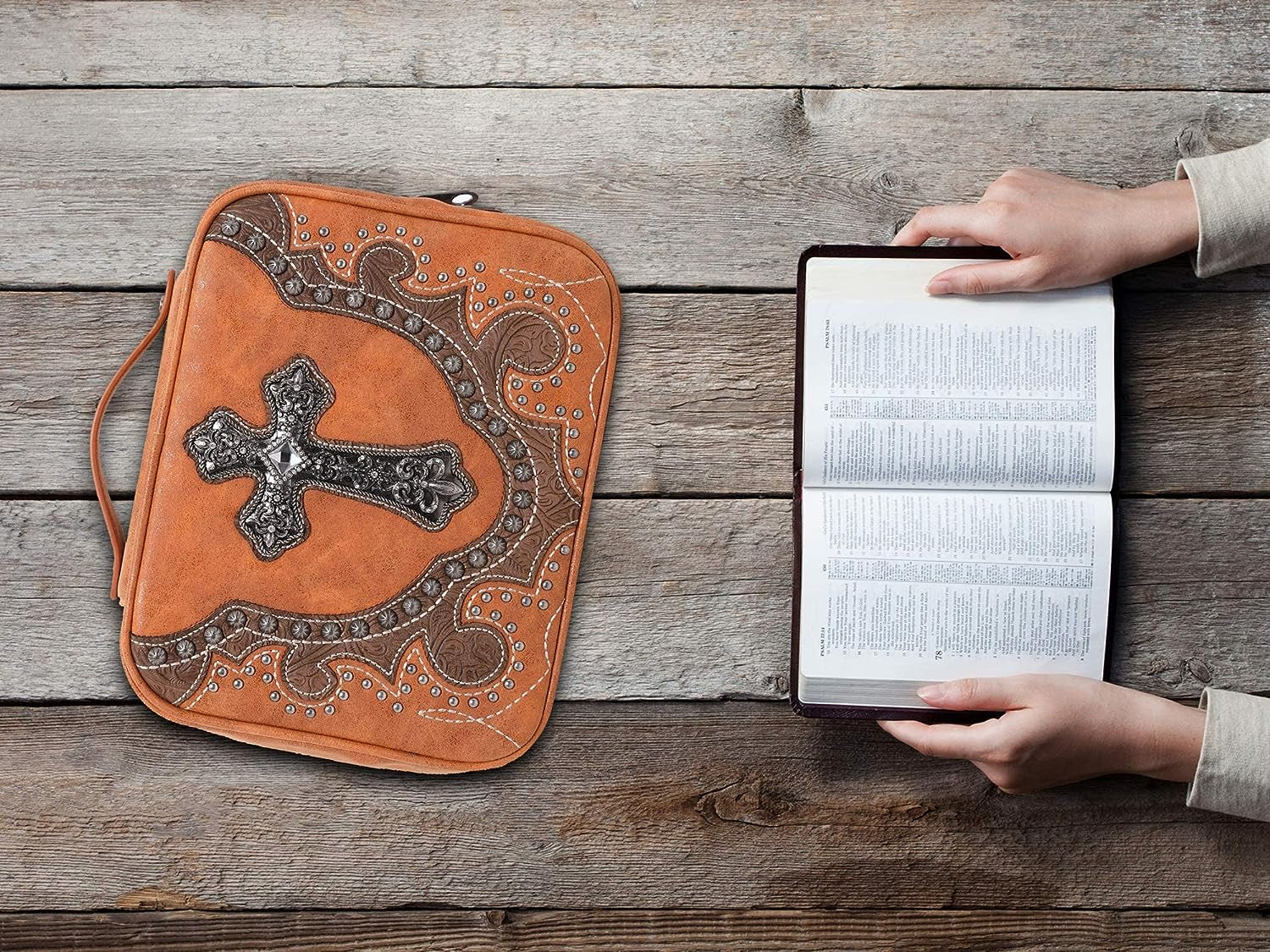 Western Style Embroidered Bible Covers for Women Men Bible Carrying Case Church Bag Bible Protective