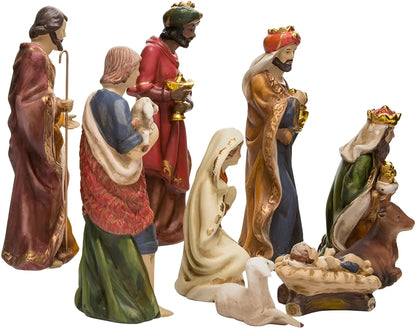 9-Inch Porcelain Nativity Figure Tablepiece Set of 9