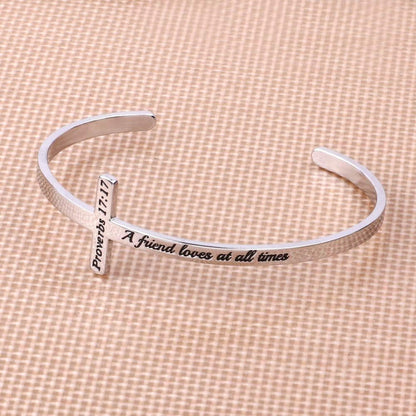 Cross Bracelet Christian Gifts for Women - Engraved Quote Religious Cuff Bangle Bible Verse Jewelry Gift for Women Confirmation Baptism Gifts Christian Bracelet