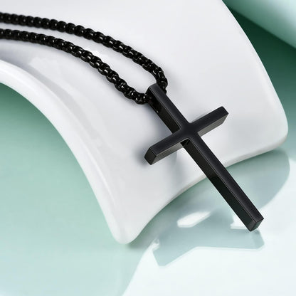 Cross Necklace for Men, Philippians 4:13 Christian Cross Stainless Steel Necklaces for Men