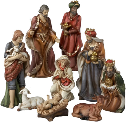 9-Inch Porcelain Nativity Figure Tablepiece Set of 9