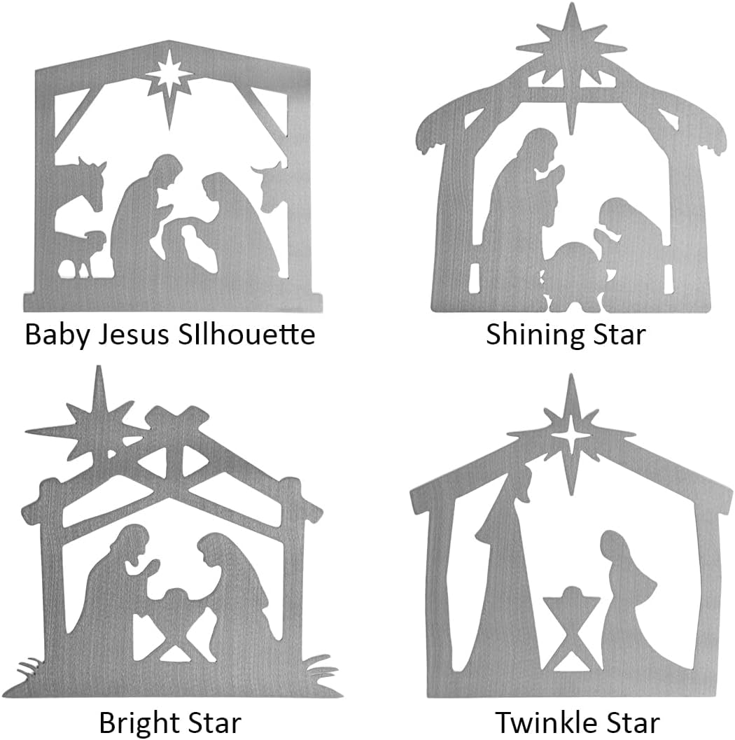 9" Nativity Silhouette - 4 Styles (Twinkle Star) Birth of Jesus Scene -Holy Family Nativity Scene-Nacimiento De Navidad Para Arbolito-Nacimientos Navidenos Figuras