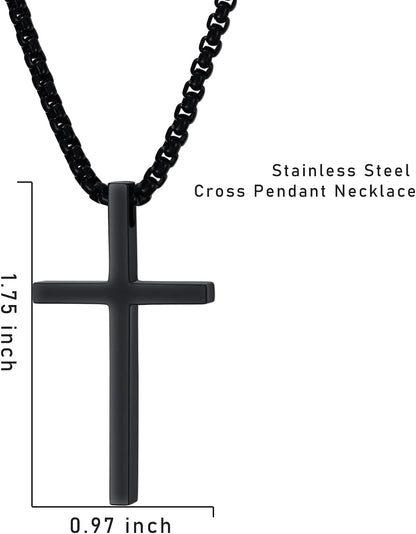 Cross Necklace for Men, Philippians 4:13 Christian Cross Stainless Steel Necklaces for Men